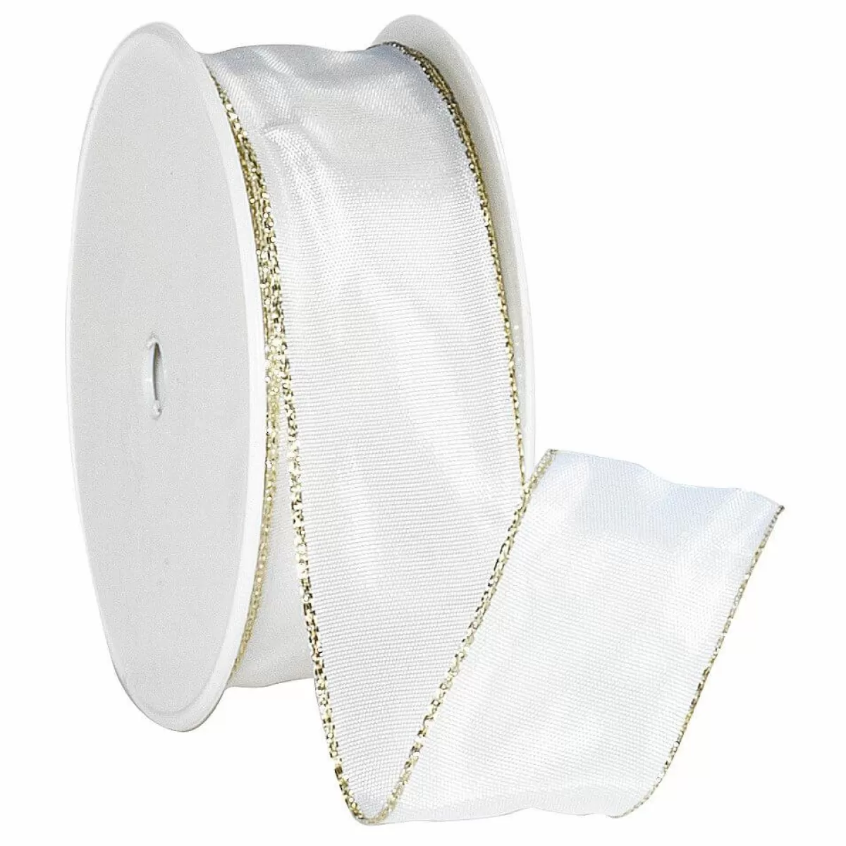 DecoWoerner Fabric Ribbon With Wire Edge, Cream