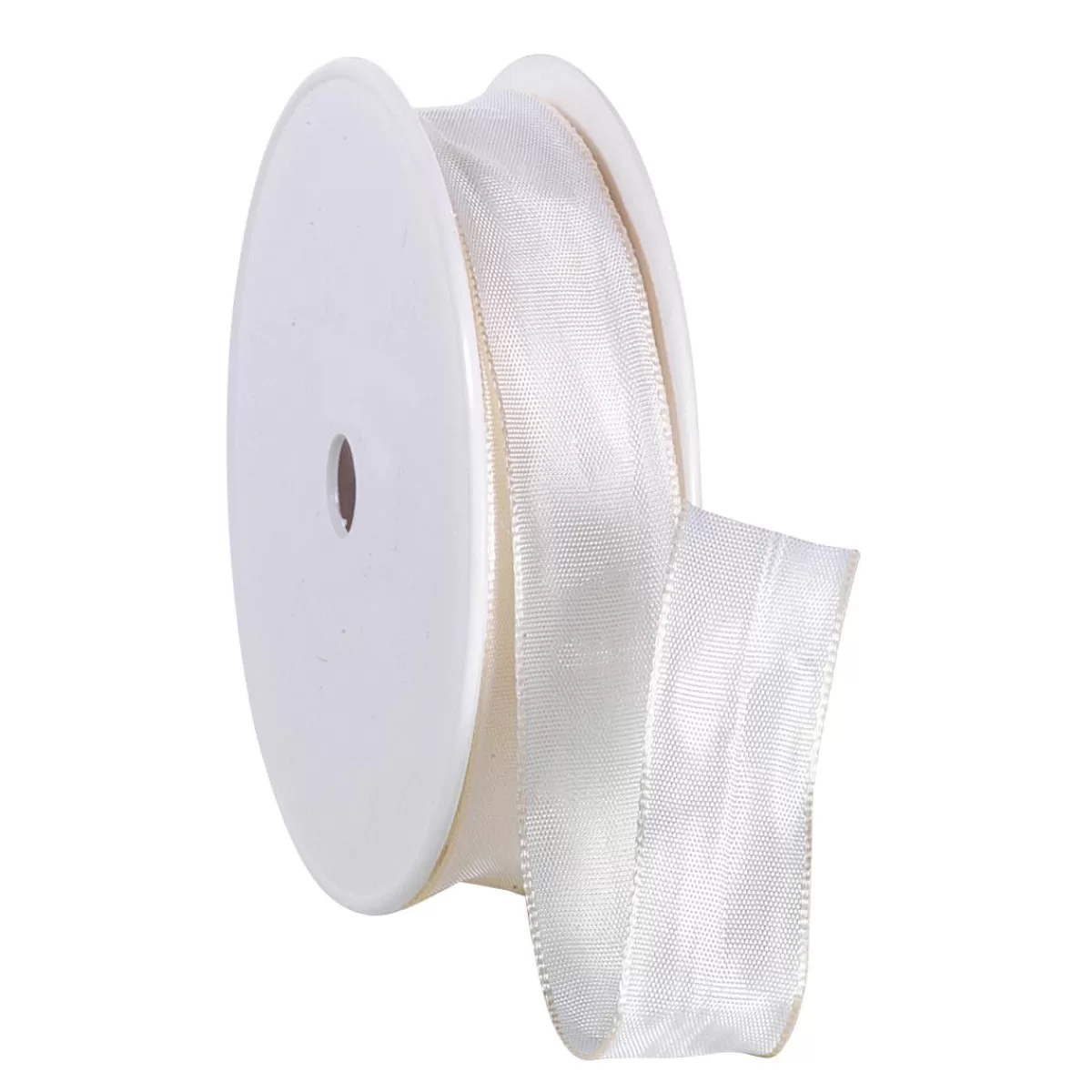 DecoWoerner Fabric Ribbon With Wire Edge, Cream, Width 25 Mm