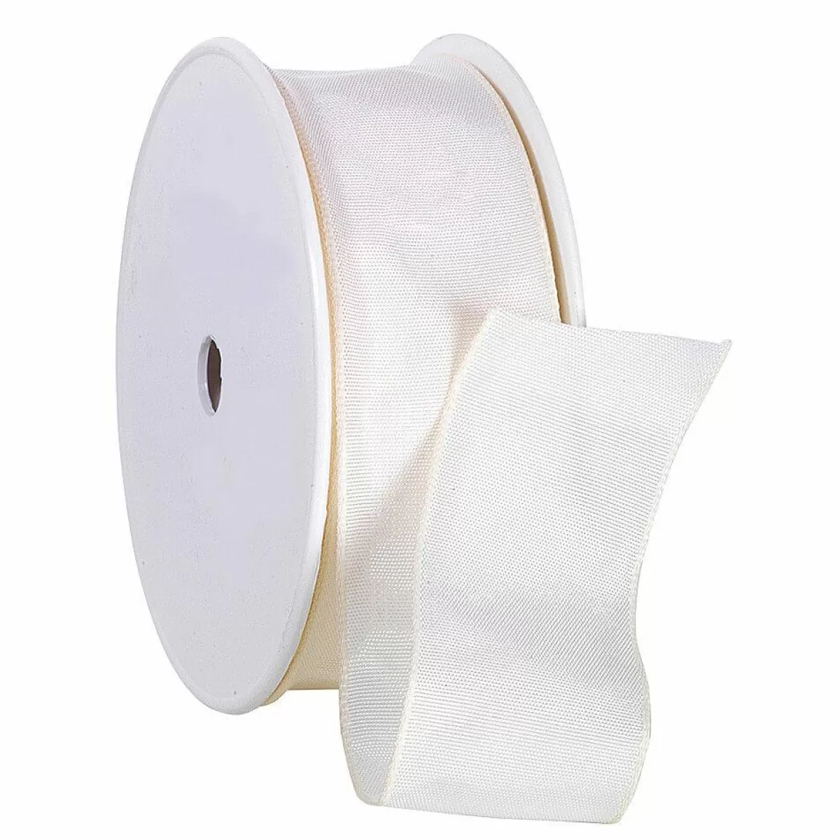 DecoWoerner Fabric Ribbon With Wire Edge, Cream, Width 40 Mm