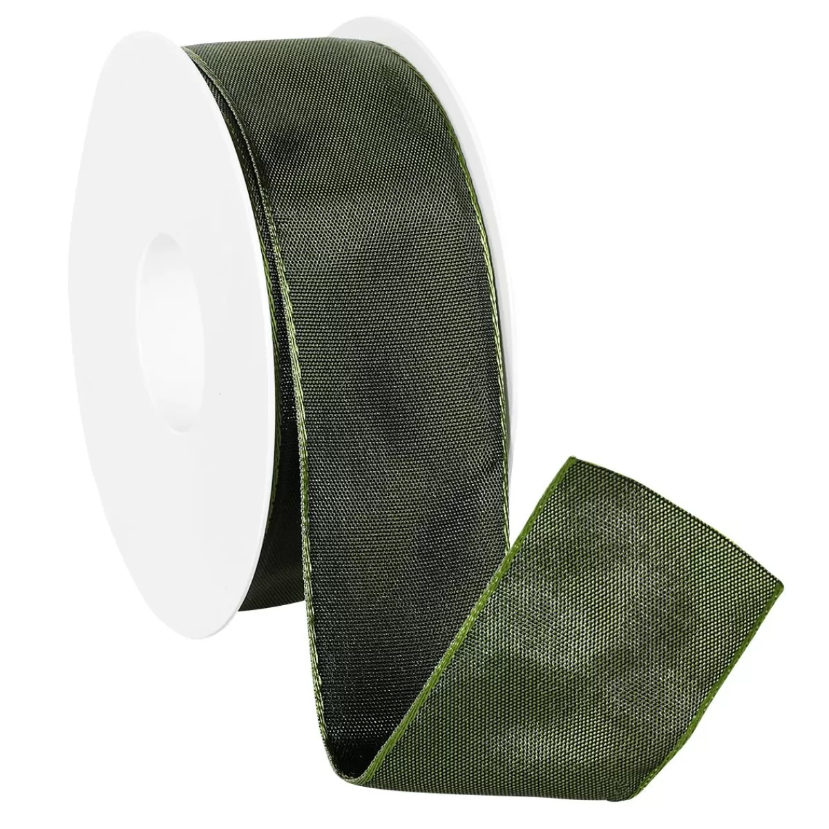 DecoWoerner Fabric Ribbon With Wire Edge, Dark , 40 Mm Wide