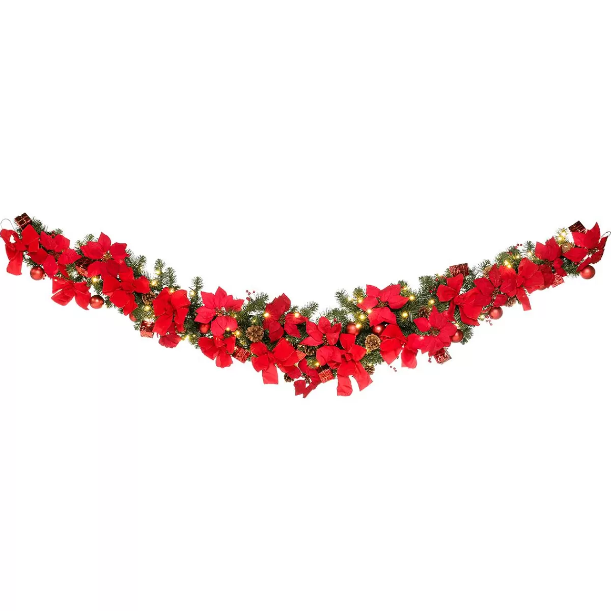 DecoWoerner Facon Swag „Poinsettia“, 180 Cm