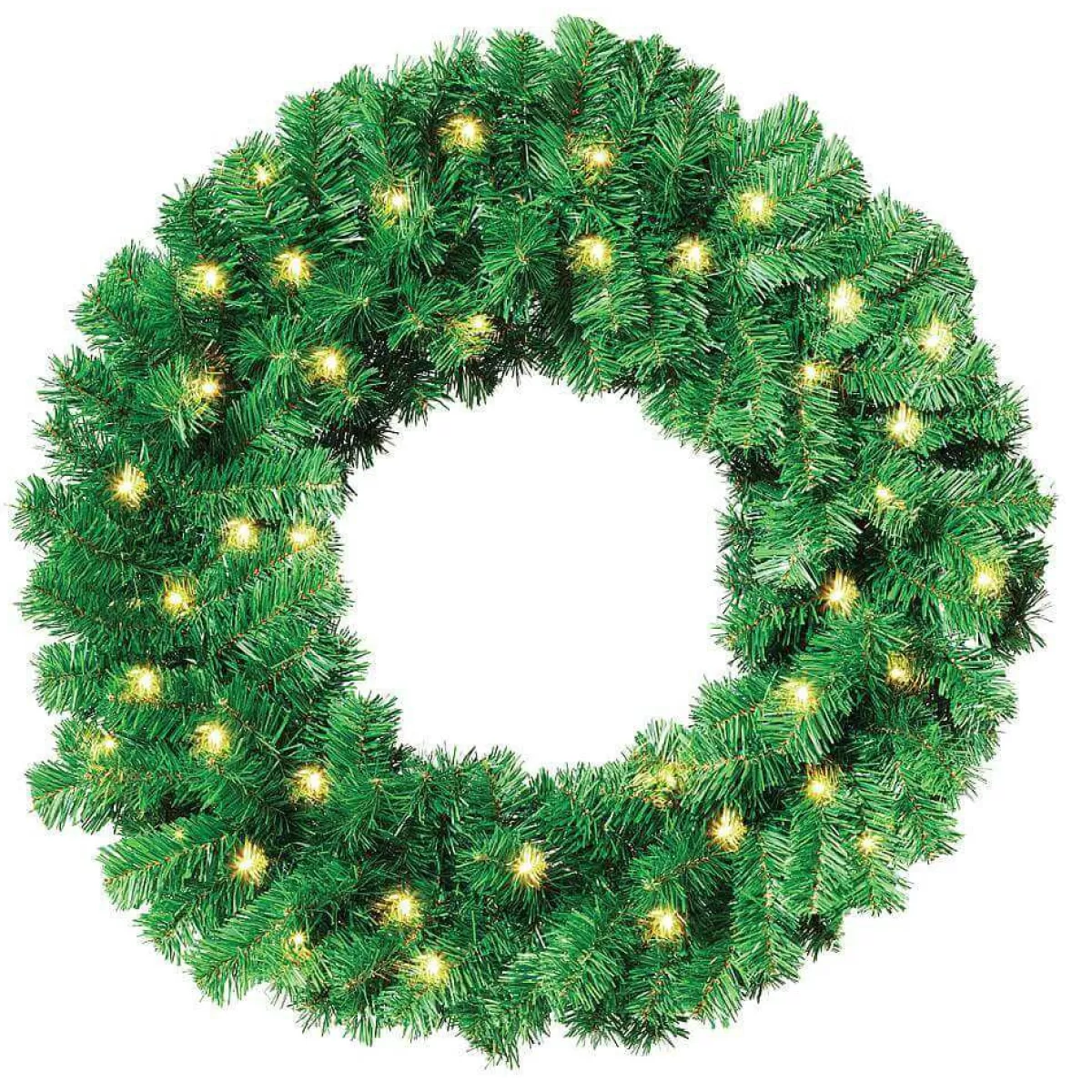 DecoWoerner Fir Wreath Basic LED, Ø 80 Cm, Semi Three-dimensional