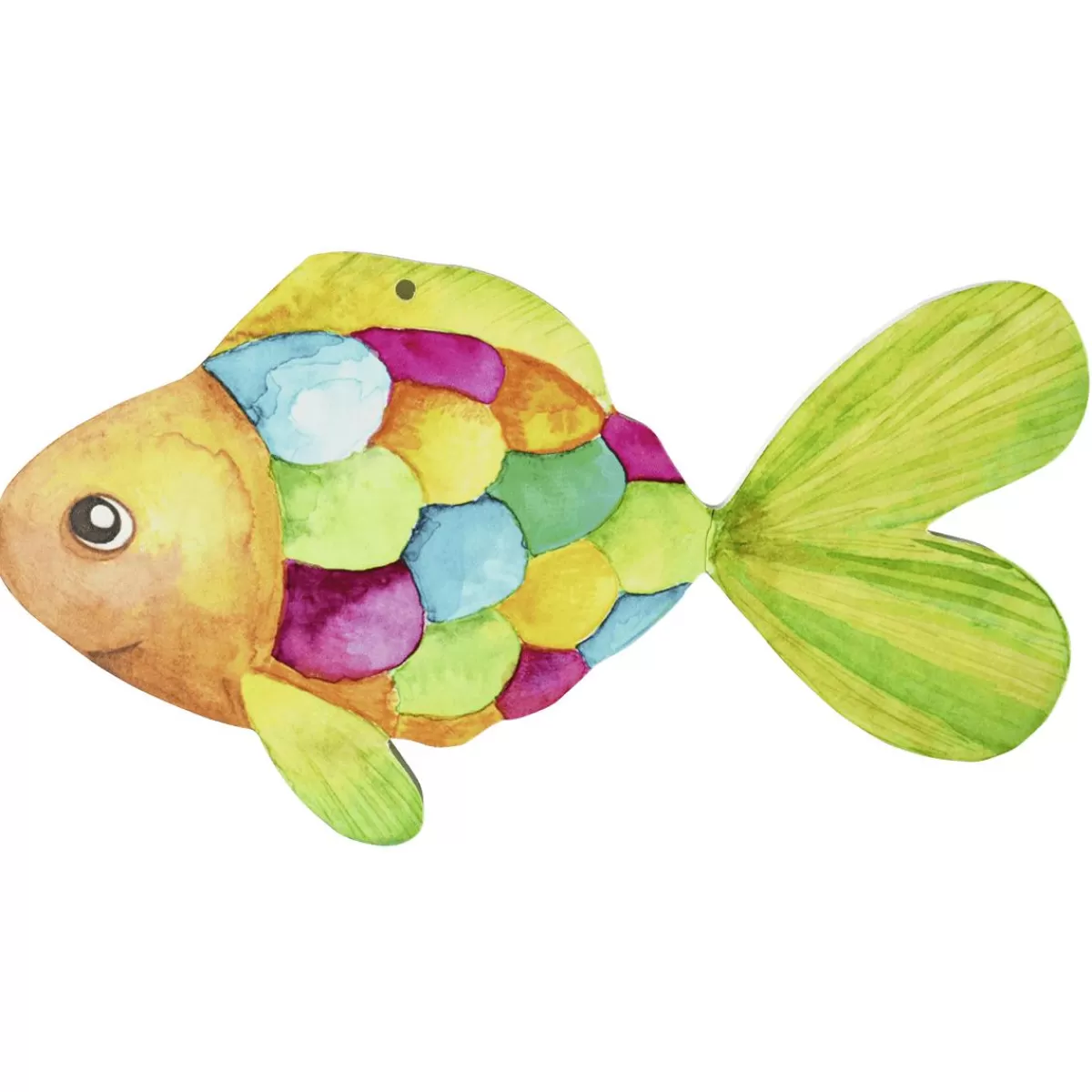 DecoWoerner Fish Display, Yellow, Colourful Scales, 30 X 14 Cm