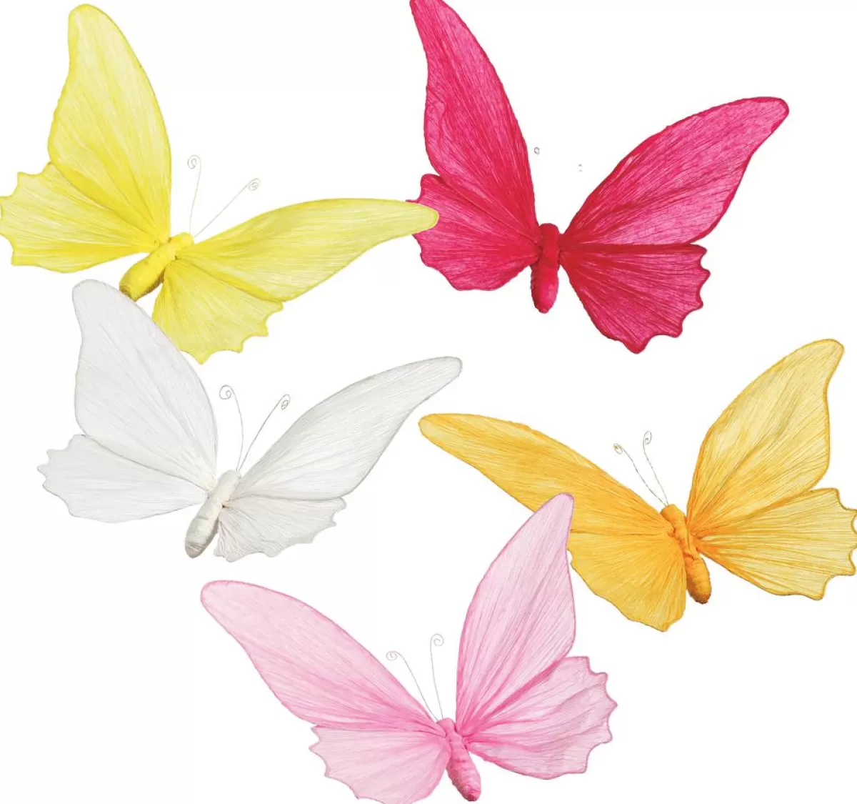 DecoWoerner Five Colourful Decorative Butterflies To Hang, 26 Cm