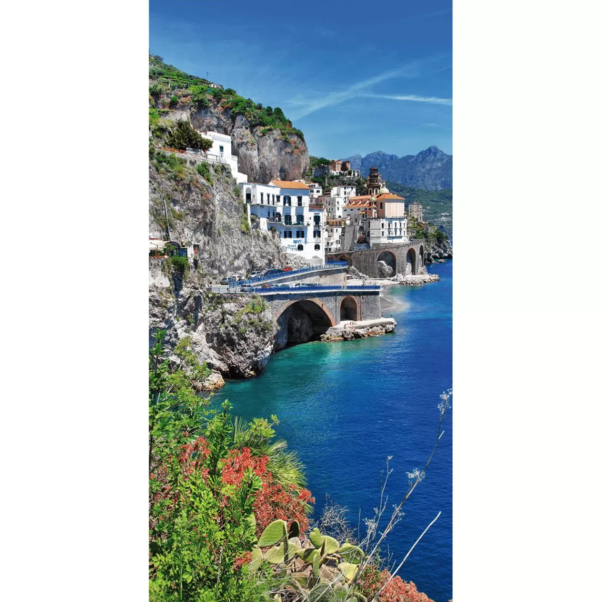 DecoWoerner Flame Retardant Fabric Banner "Amalfi Coast On The Italian Mediterranean" Made Of Flag Fabric 100 X 200 Cm