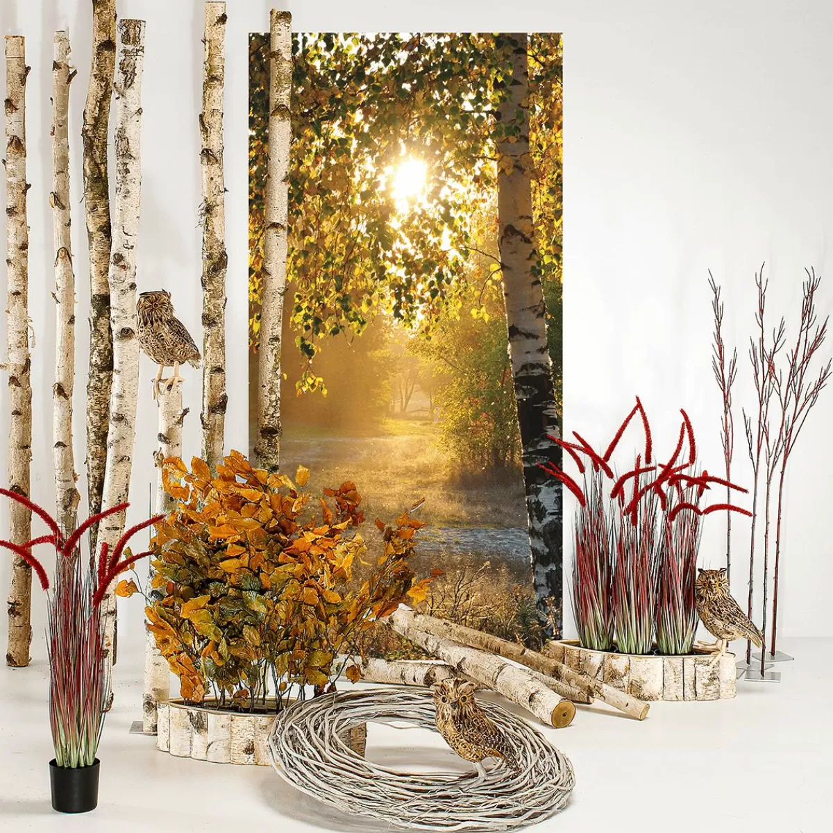 DecoWoerner Flame Retardant Fabric Banner "Autumn Birches" Made Of Flag Fabric 100 X 200 Cm