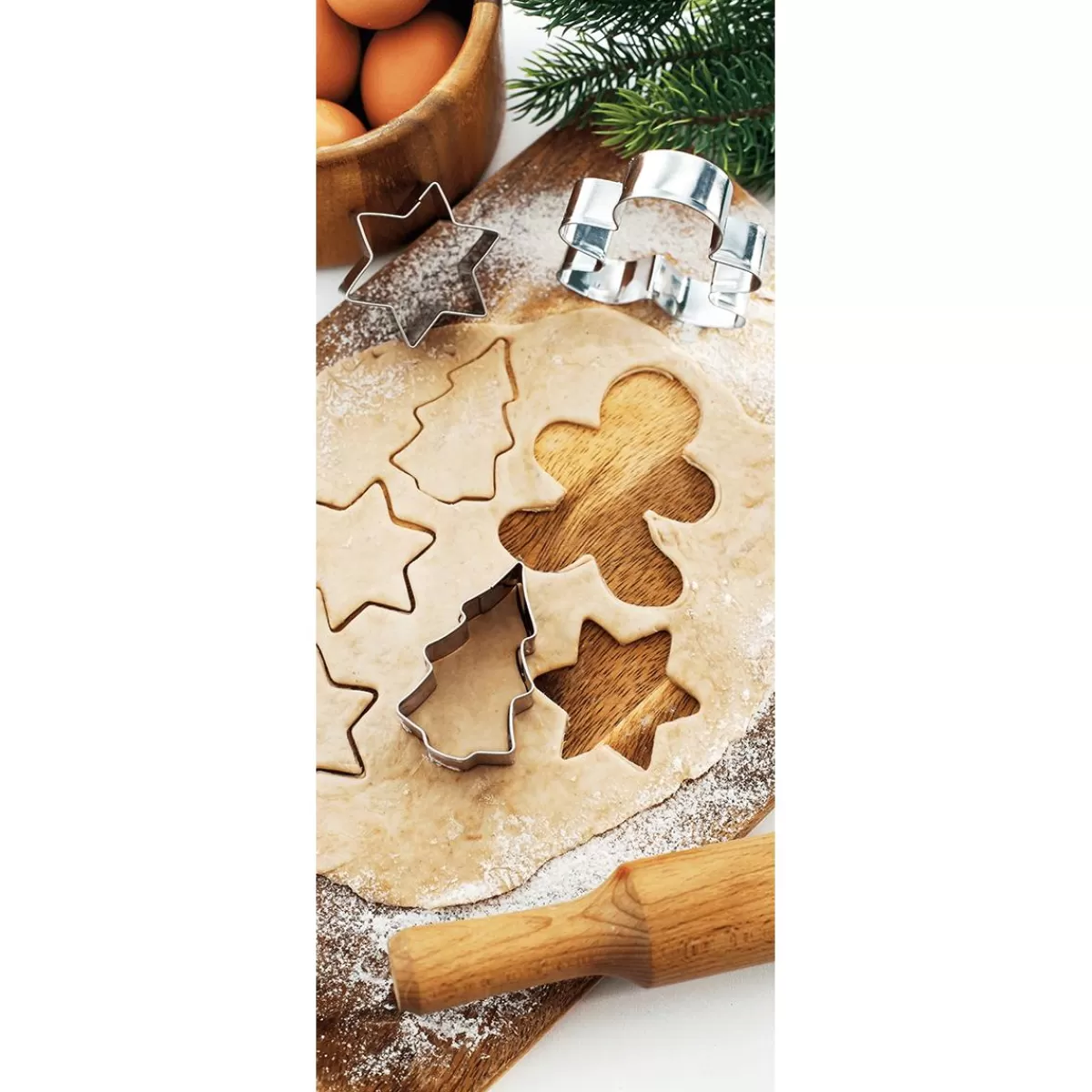 DecoWoerner Flame Retardant Fabric Banner "Baking Christmas Biscuits" Made Of Flag Fabric 75 X 180 Cm