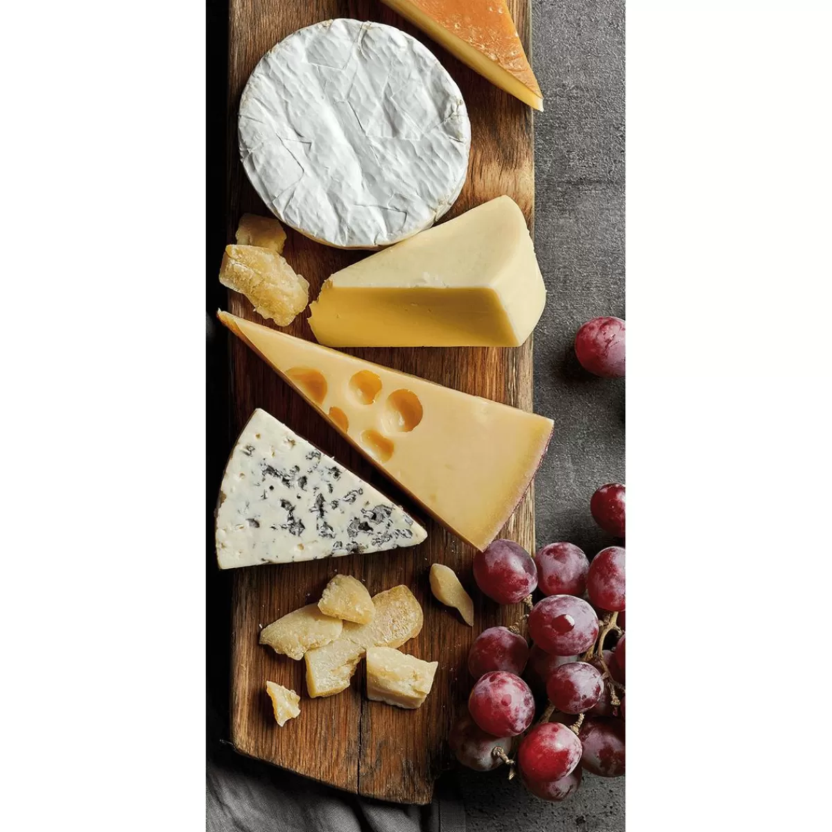 DecoWoerner Flame Retardant Fabric Banner "Cheese Board With Grapes" Made Of Flag Fabric 100 X 200 Cm