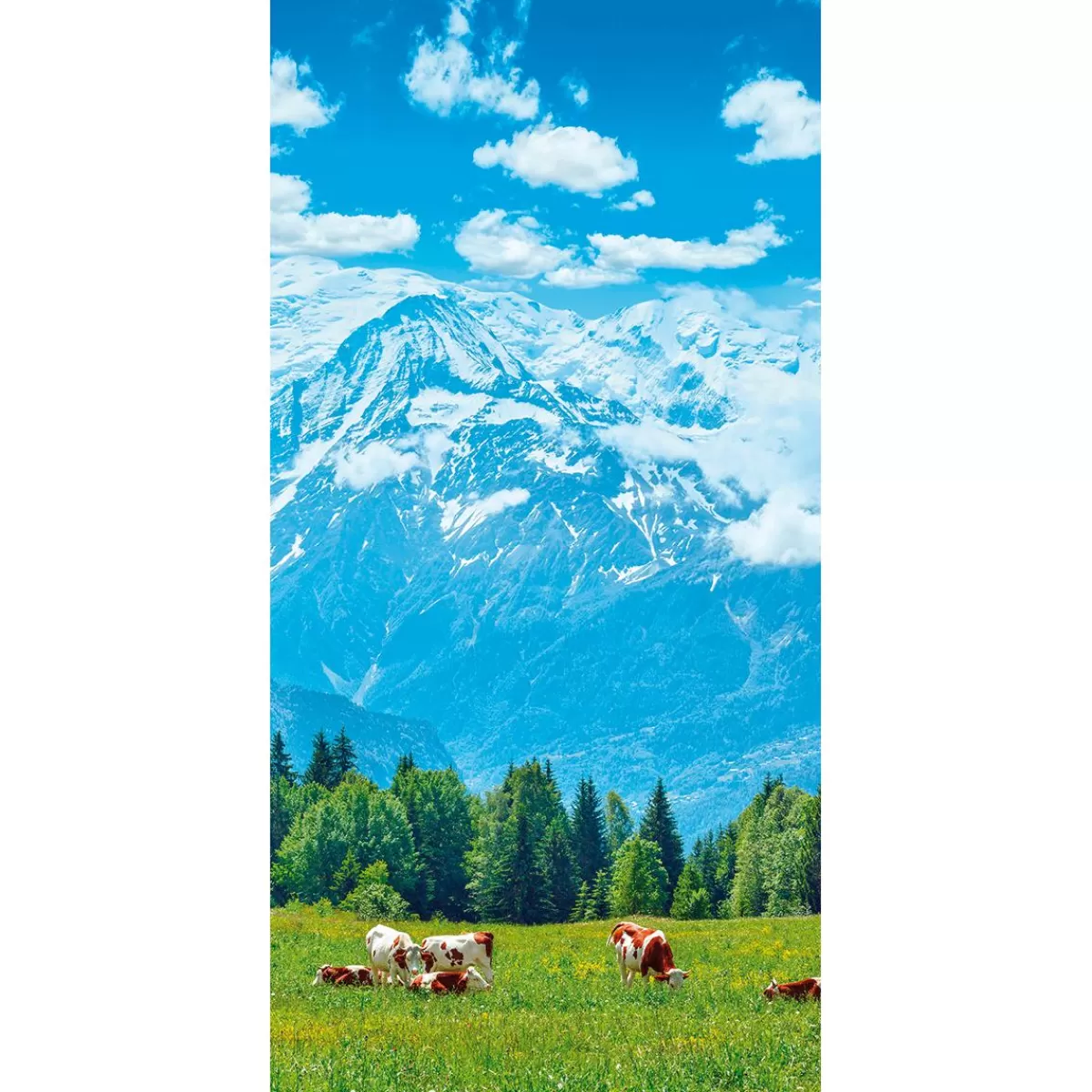 DecoWoerner Flame Retardant Fabric Banner "Cows In The Pasture In Front Of Bergen" Made Of Flag Fabric 100 X 200 Cm