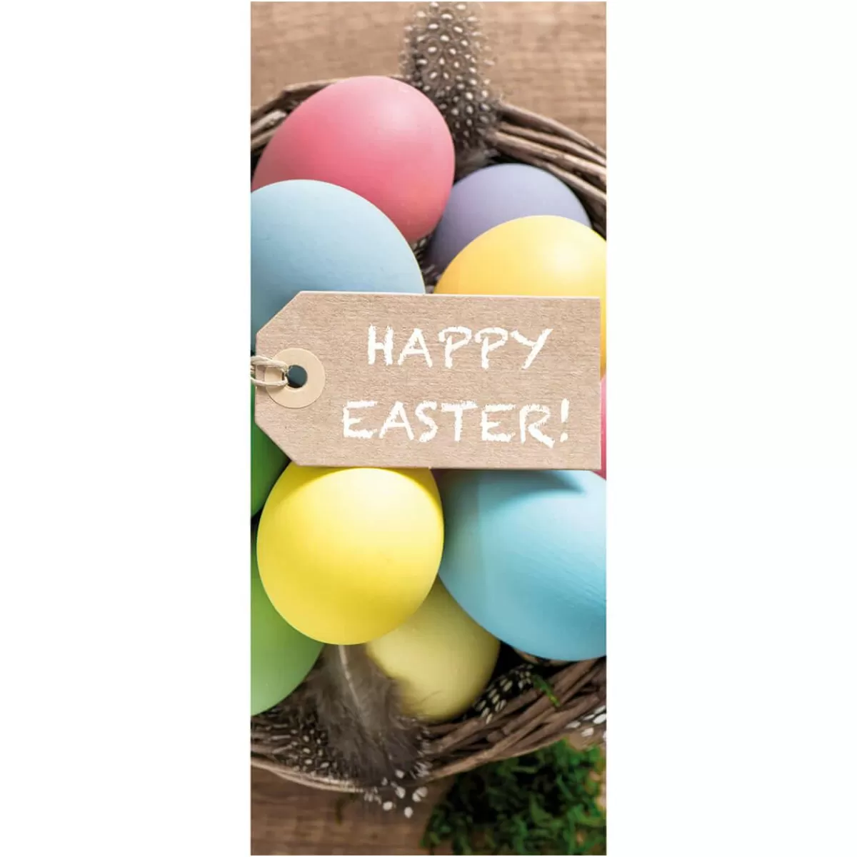 DecoWoerner Flame Retardant Fabric Banner "Easter Nest With Eggs" Made Of Flag Fabric 75 X 180 Cm