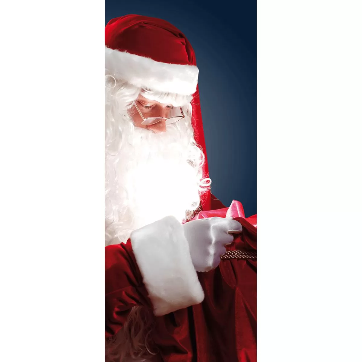 DecoWoerner Flame Retardant Fabric Banner "Father Christmas As Gift Bearer" Made Of Flag Fabric 75 X 180 Cm