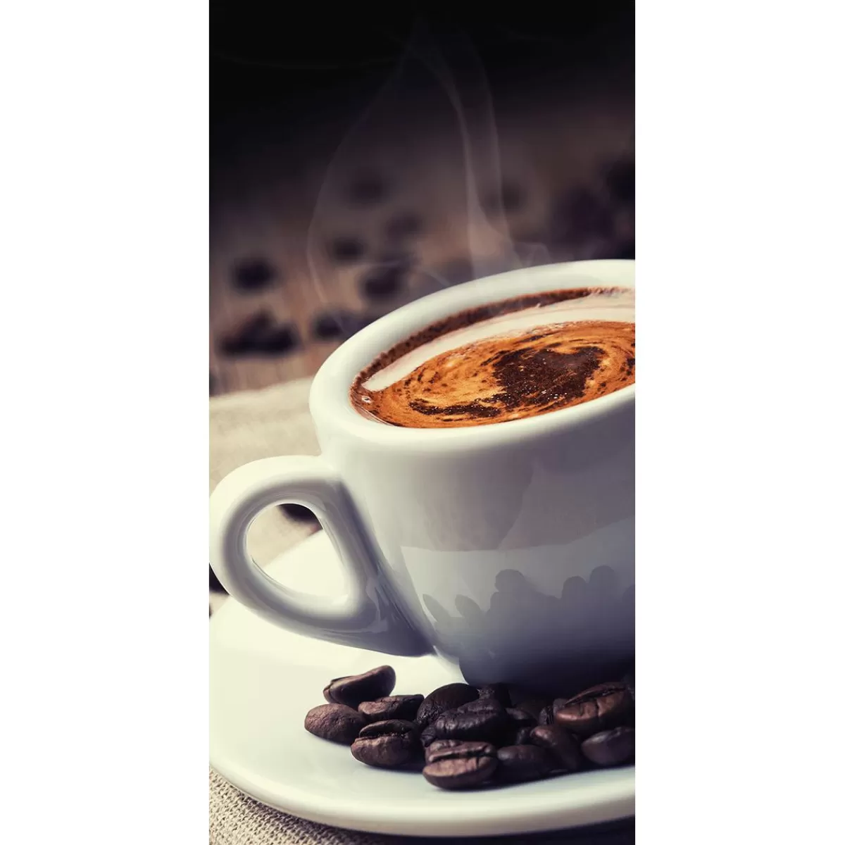 DecoWoerner Flame Retardant Fabric Banner "freshly Brewed Coffee With Beans" Made Of Flag Fabric 100 X 200 Cm