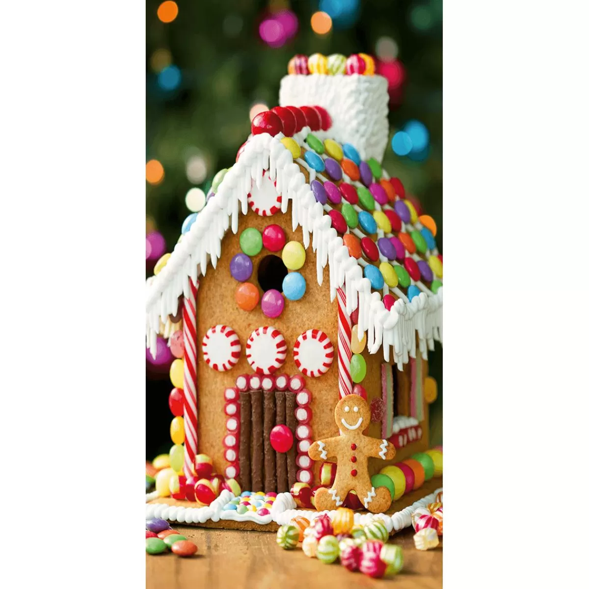 DecoWoerner Flame Retardant Fabric Banner "Gingerbread House" Made Of Flag Fabric 100 X 200 Cm