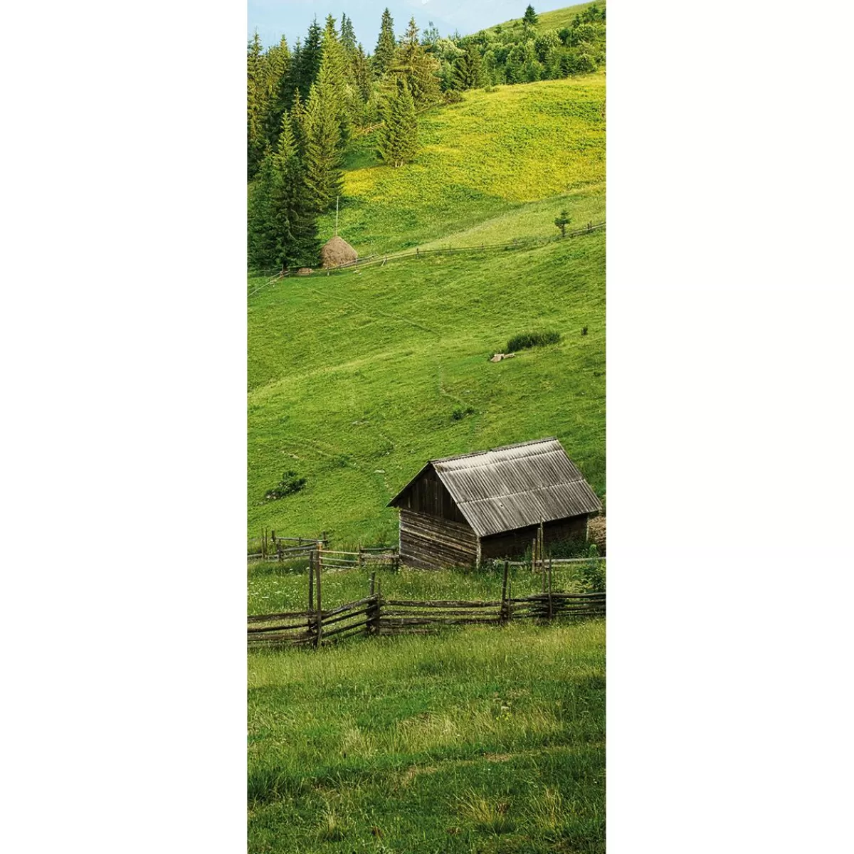 DecoWoerner Flame Retardant Fabric Banner " Mountain Pasture" Made Of Flag Fabric 75 X 180 Cm