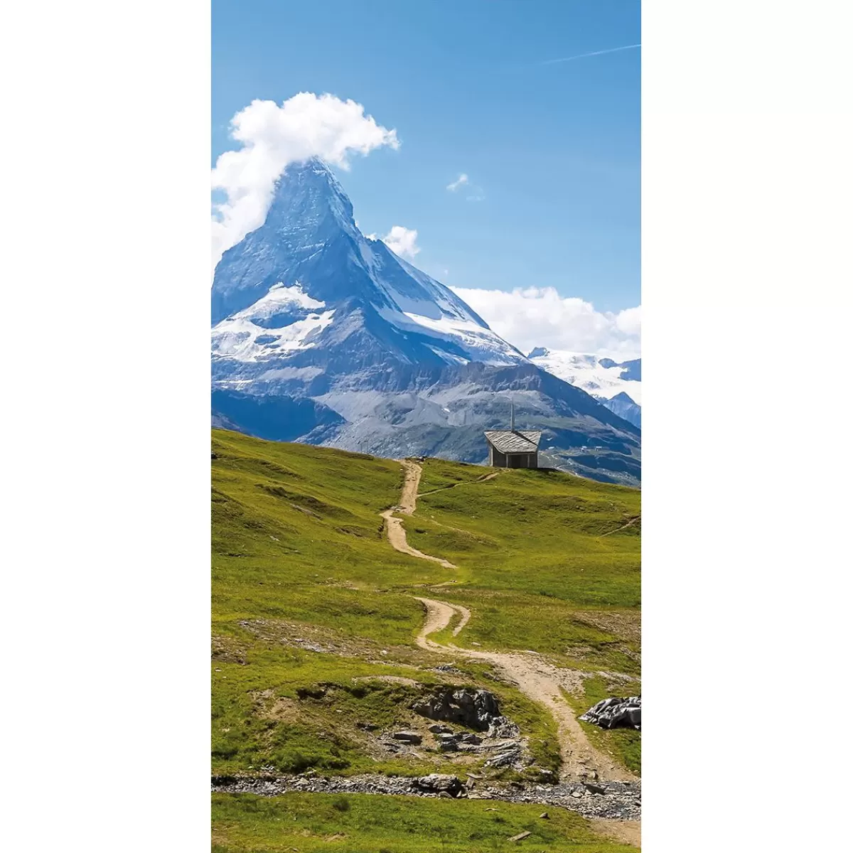 DecoWoerner Flame Retardant Fabric Banner "Hiking Trail With View Of The Matterhorn" Made Of Flag Fabric 100 X 200 Cm