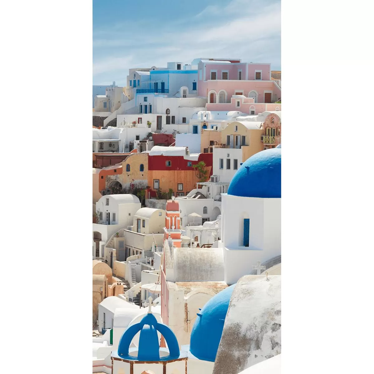 DecoWoerner Flame Retardant Fabric Banner "Houses On Santorini, Greece" Flag Fabric 100 X 200 Cm