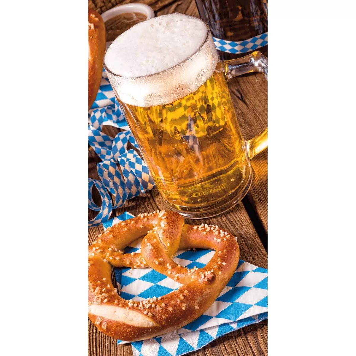 DecoWoerner Flame Retardant Fabric Banner "Oktoberfest With Beer And Pretzel" Made Of Flag Fabric 100 X 200 Cm