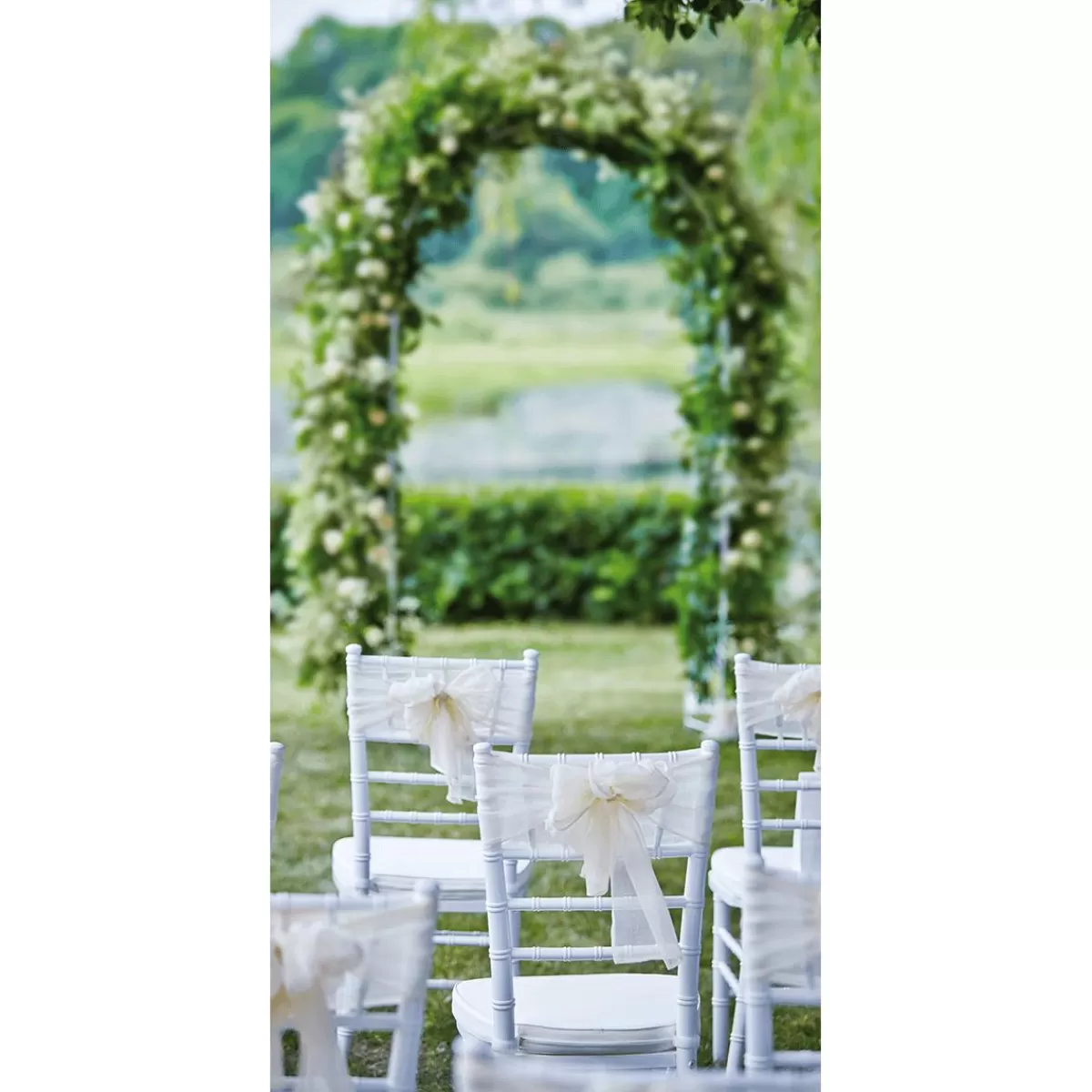 DecoWoerner Flame Retardant Fabric Banner "Outdoor Wedding" Made Of Flag Fabric 100 X 200 Cm