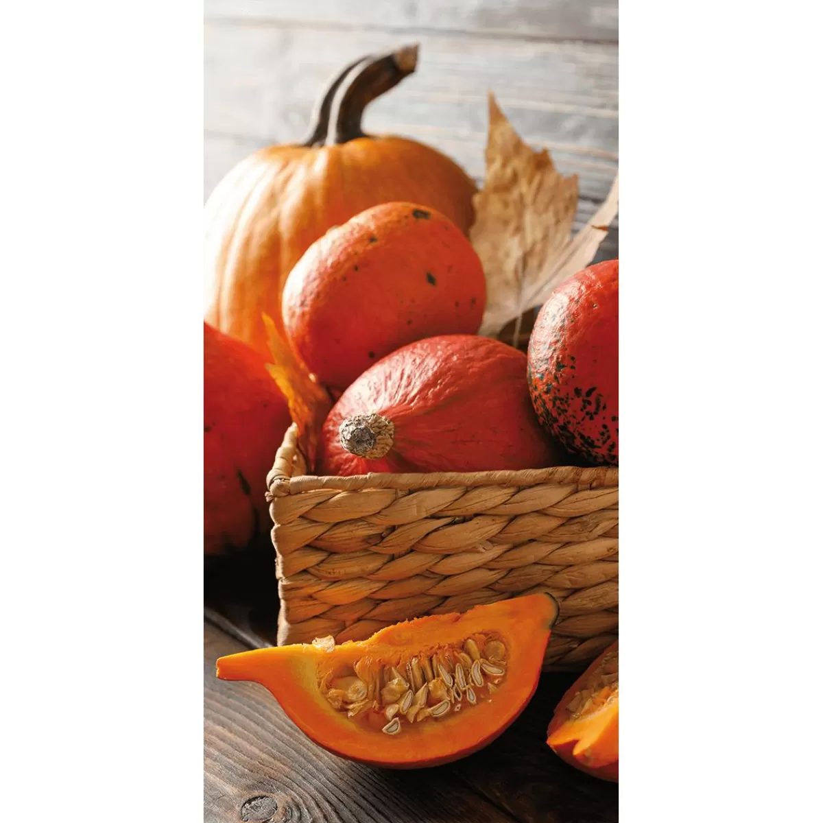 DecoWoerner Flame Retardant Fabric Banner "Pumpkins In A Basket" Made Of Flag Fabric 100 X 200 Cm