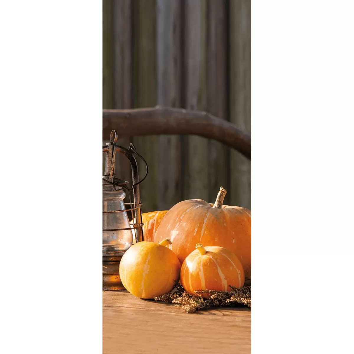 DecoWoerner Flame Retardant Fabric Banner "Pumpkins With Lantern" Made Of Flag Fabric 75 X 180 Cm