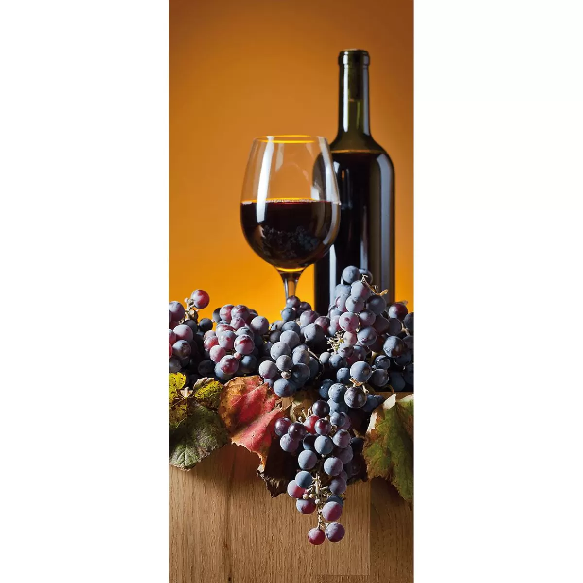 DecoWoerner Flame Retardant Fabric Banner "Red Wine Bottle With Wine Glass" Made Of Flag Fabric 75 X 180 Cm