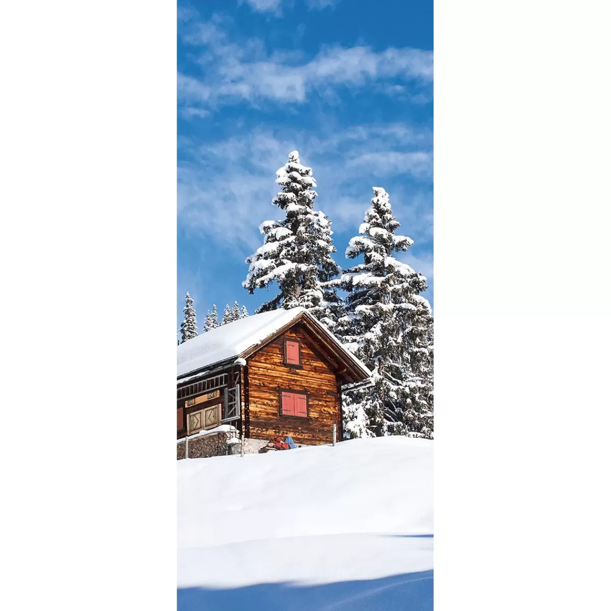 DecoWoerner Flame Retardant Fabric Banner "Ski Hut" Made Of Flag Fabric 75 X 180 Cm