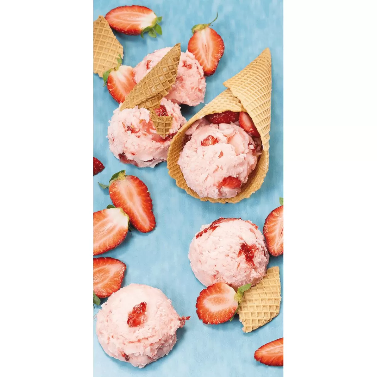 DecoWoerner Flame Retardant Fabric Banner "Strawberry Ice Cream In A Waffle" Made Of Flag Fabric 100 X 200 Cm