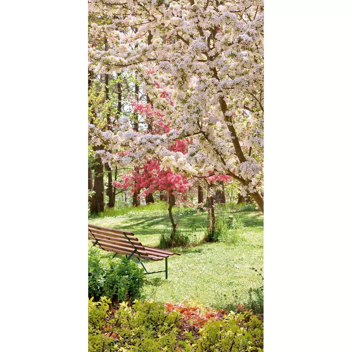 DecoWoerner Flame Retardant Fabric Banner "Tree Blossom In The Park" Made Of Flag Fabric 100 X 200 Cm