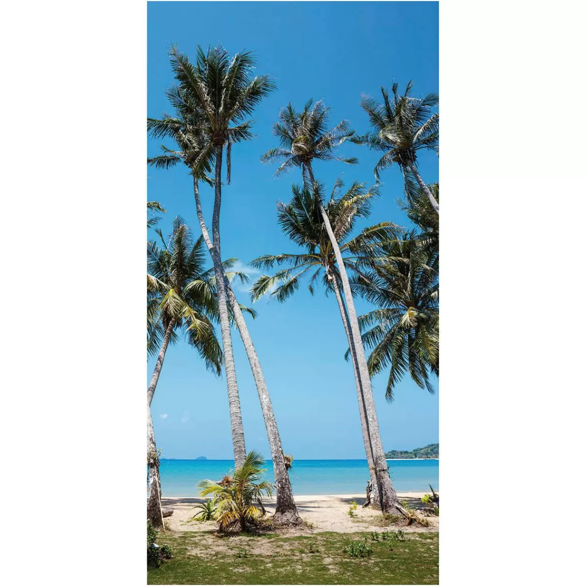 DecoWoerner Flame Retardant Fabric Banner "tropical Palm Beach" Made Of Flag Fabric 100 X 200 Cm