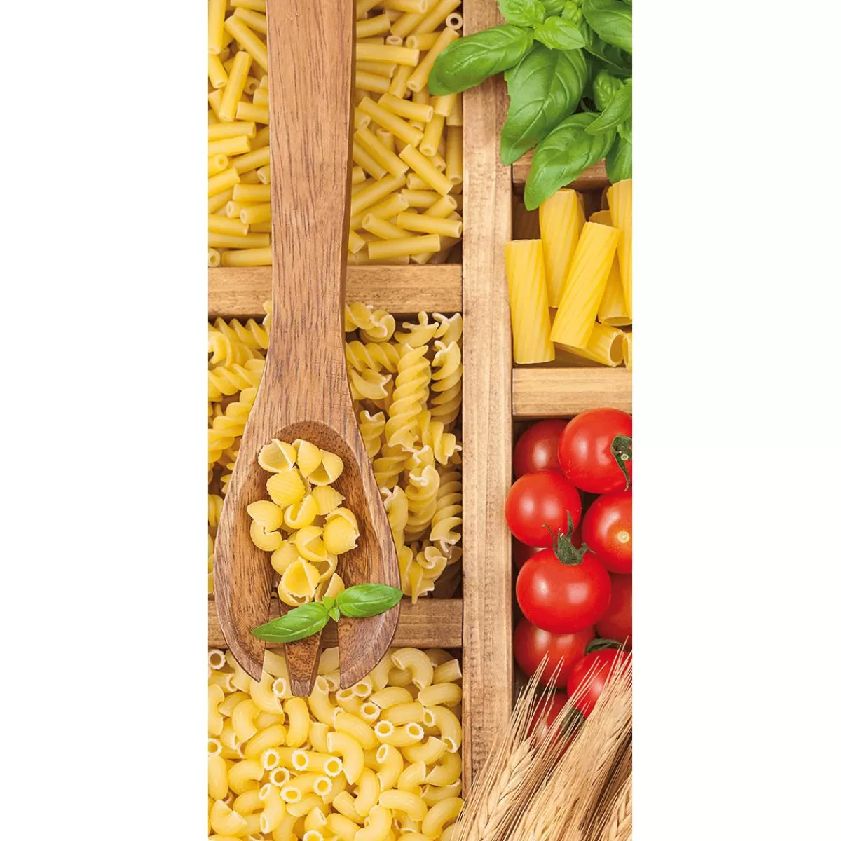 DecoWoerner Flame Retardant Fabric Banner "various Italian Pasta Varieties" Made Of Flag Fabric 100 X 200 Cm