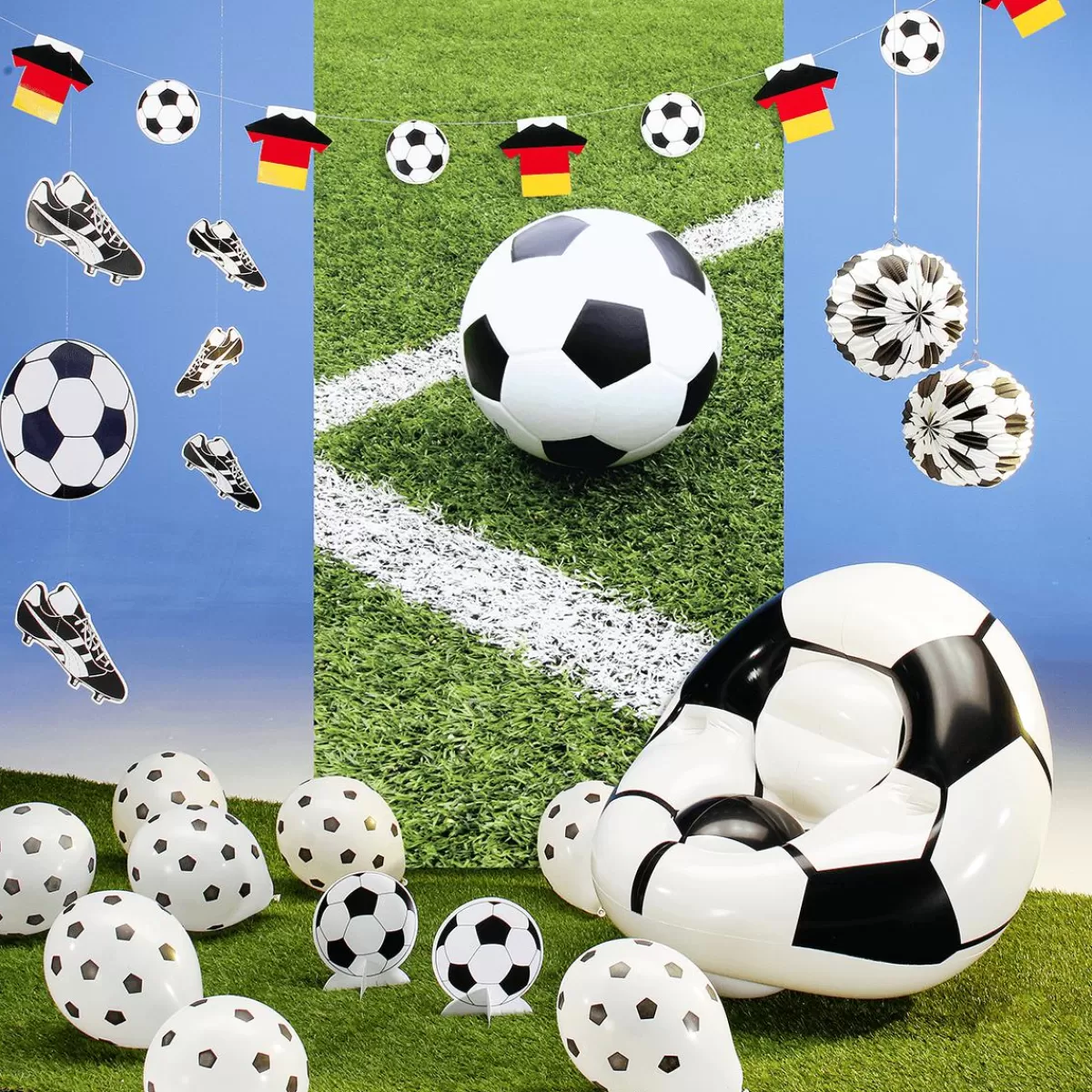 DecoWoerner Football Garland With Shoes & Footballs 90 Cm