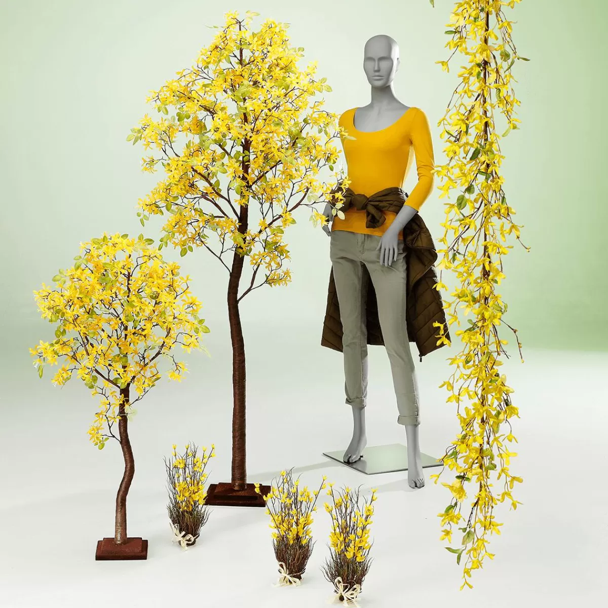 DecoWoerner Forsythia Artificial Tree With Stand 200 Cm