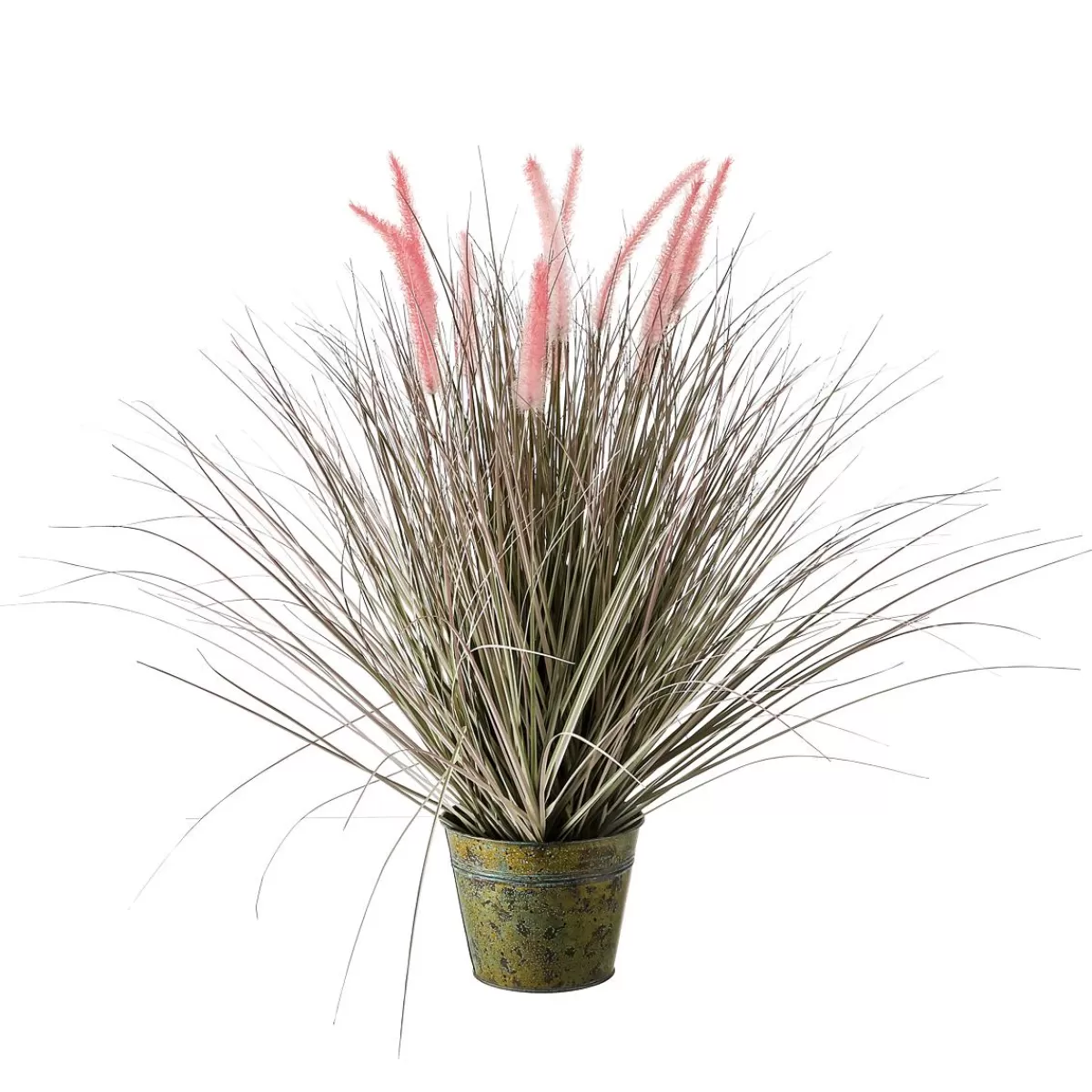 DecoWoerner Foxtail Artificial Grass In Zinc Pot 20 X 70 Cm