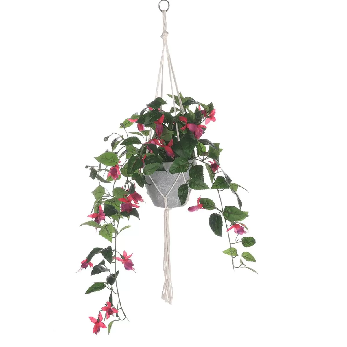 DecoWoerner Fuchsia Artificial Flower Hanging Traffic Light In Pot 85 Cm