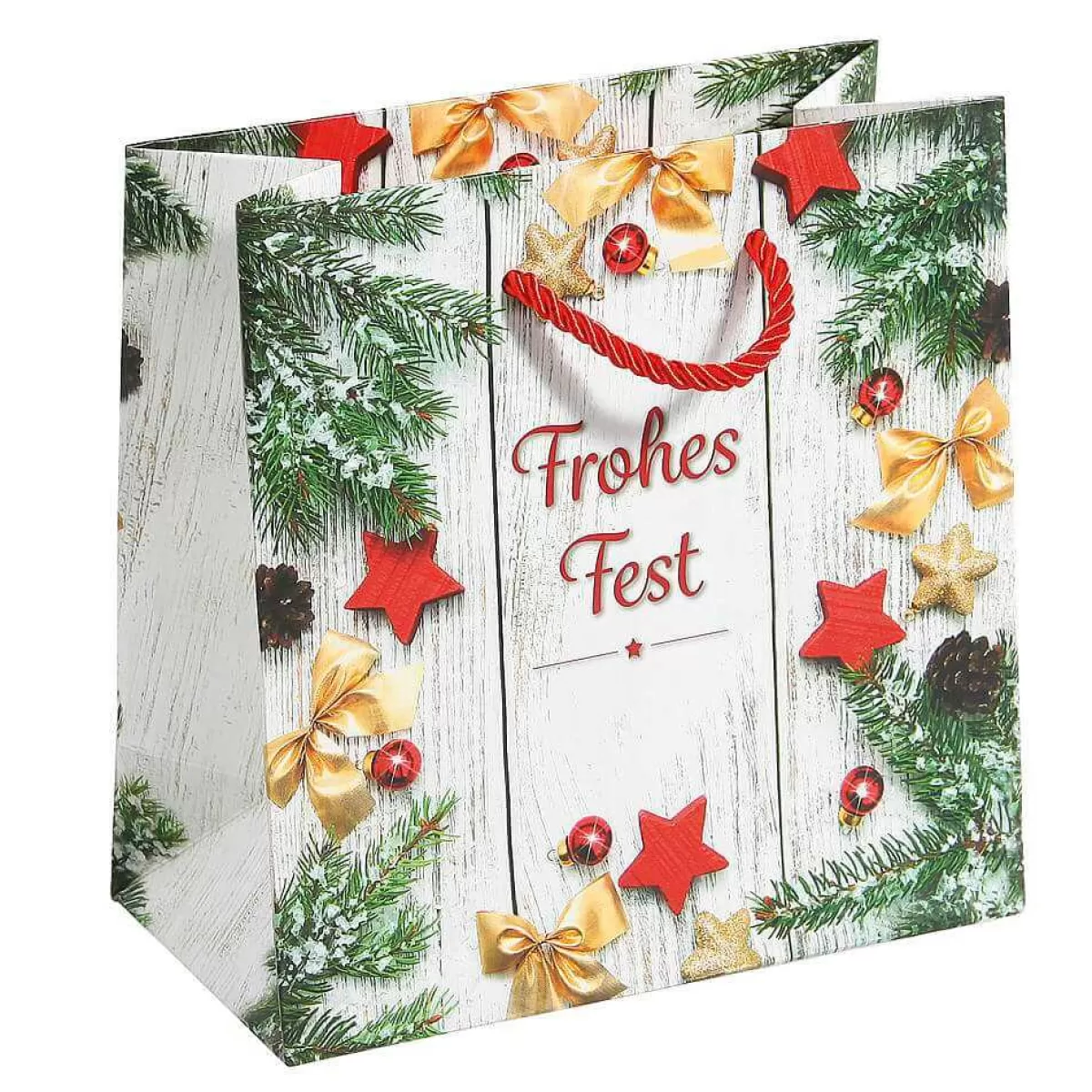 DecoWoerner Gift Bag "Frohes Fest" (Happy Holidays) 28 X 28 Cm 25 Pcs