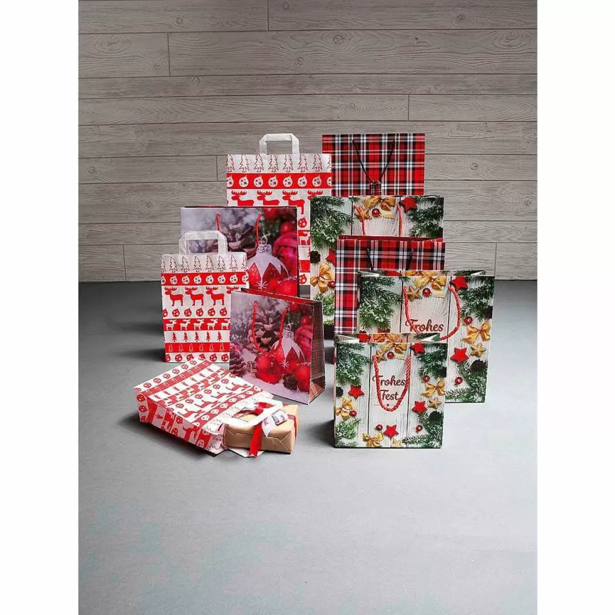 DecoWoerner Gift Bag "Frohes Fest" (Happy Holidays) 28 X 28 Cm 25 Pcs