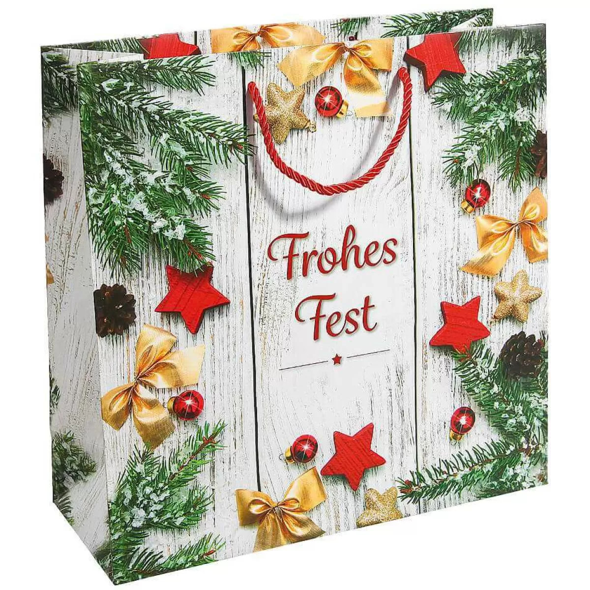 DecoWoerner Gift Bag "Frohes Fest" (Happy Holidays) 36 X 36 Cm 25 Pcs