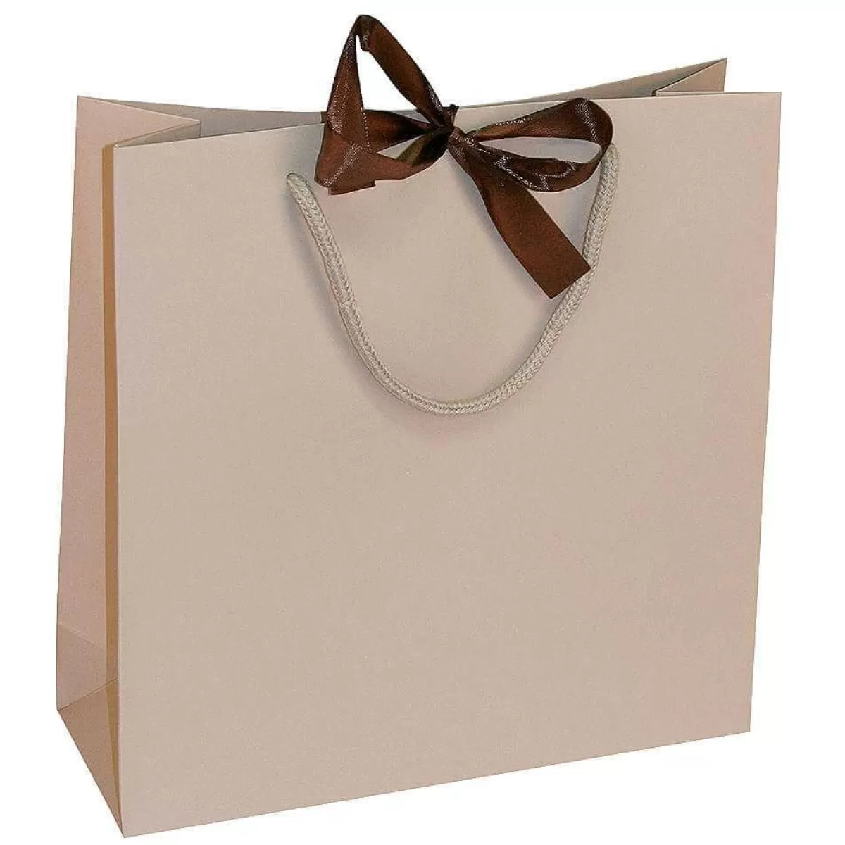 DecoWoerner Gift Bags, 27.5 X 27.5 Cm, Sand 25 Pieces, 200g/m², With Matching Satin Bow