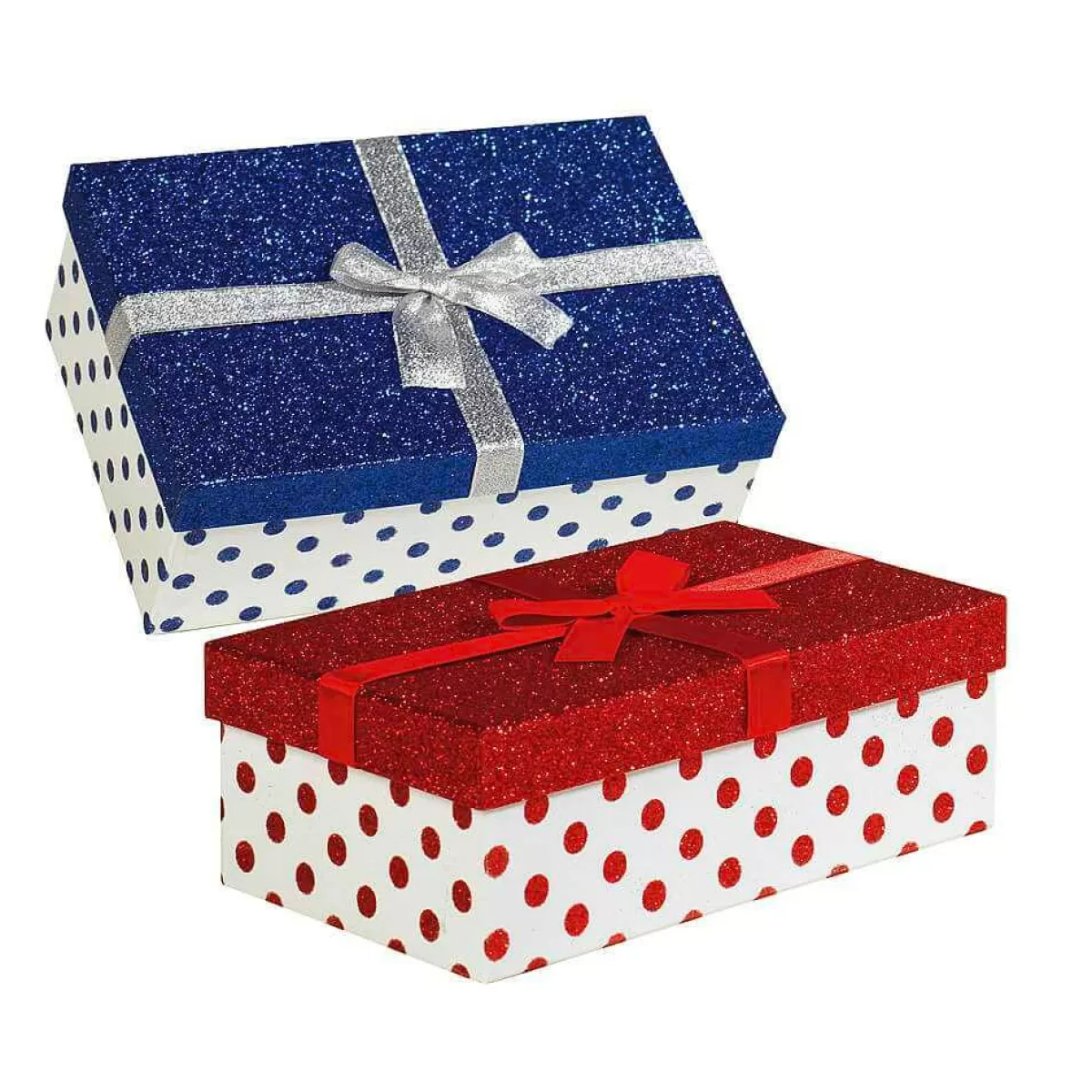 DecoWoerner Gift Boxes Set White/red/blue, 6 Parts