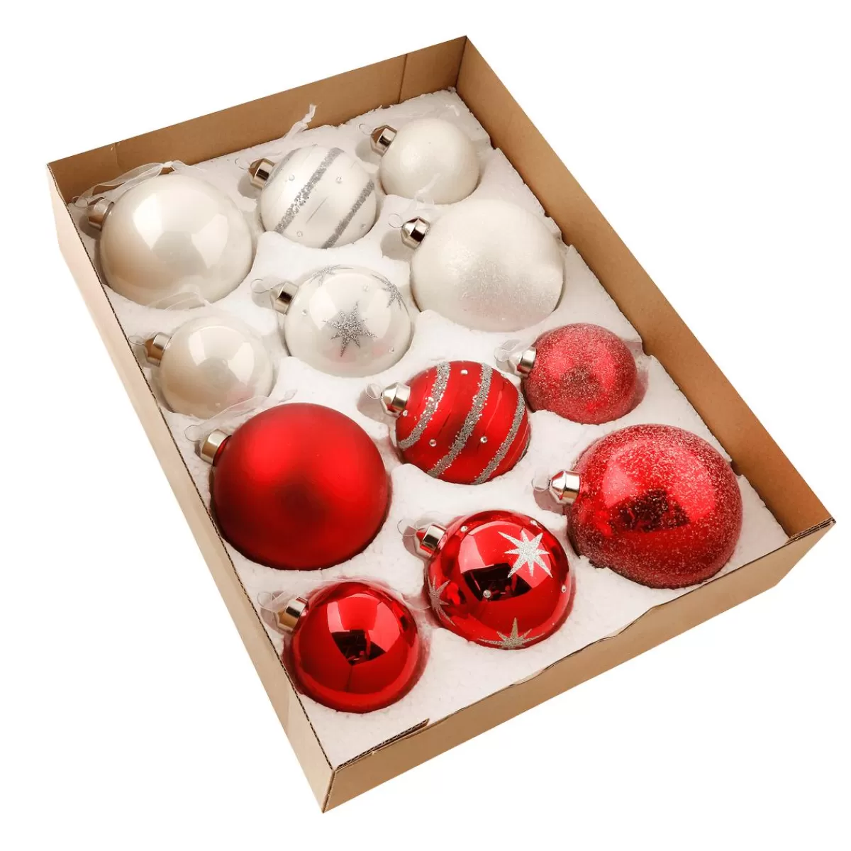 DecoWoerner Glass Christmas Balls 7 - 10 Cm Ø Box Of 12 Pcs.