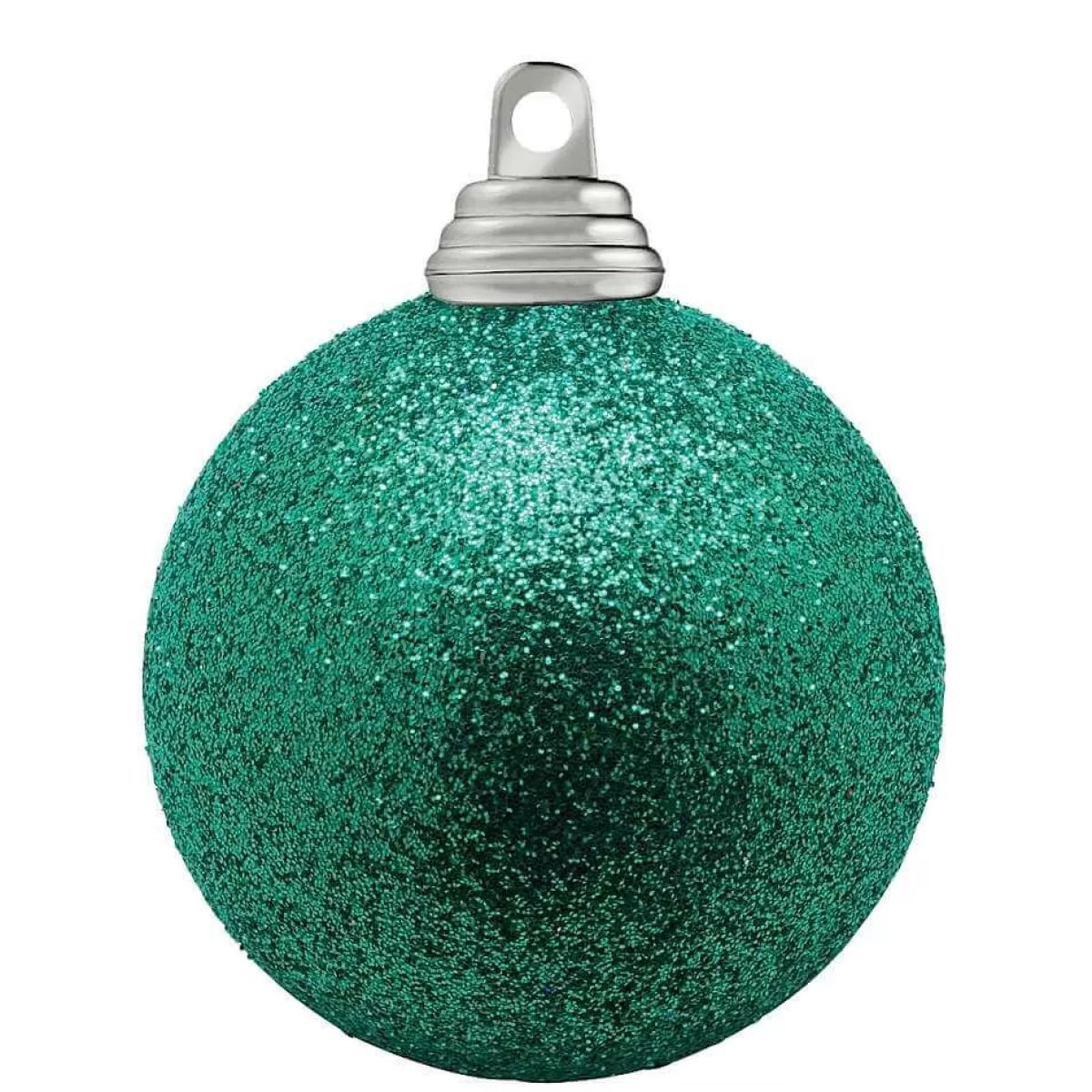 DecoWoerner Glitter Christmas Baubles In Aqua Plastic, 6 Cm Ø - 6 Pieces