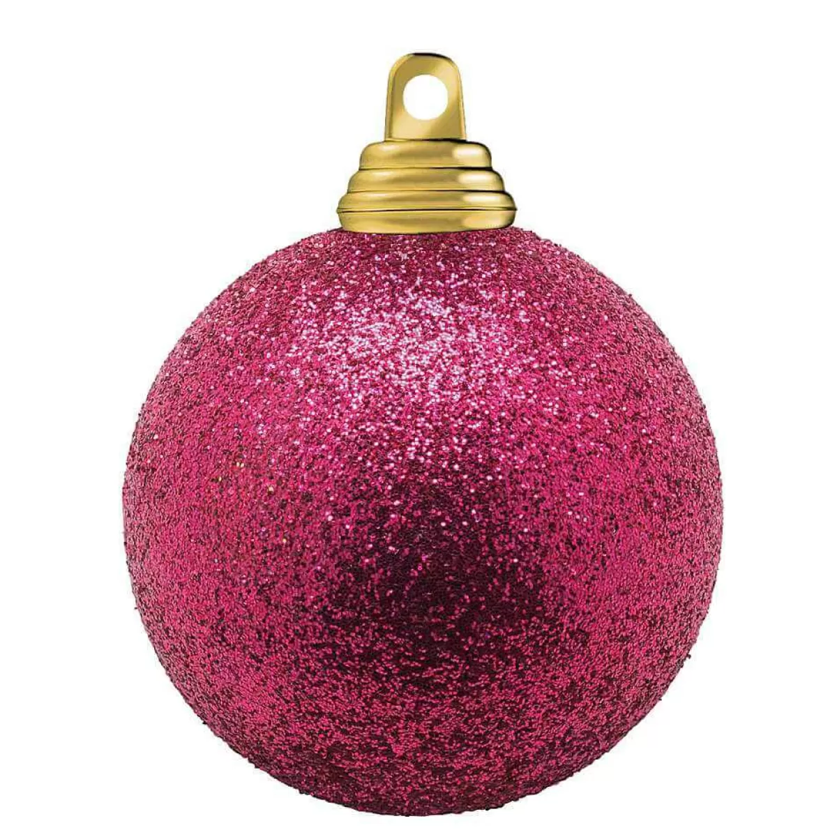 DecoWoerner Glitter Christmas Baubles In Berry Plastic, 6 Cm Ø - 6 Pieces