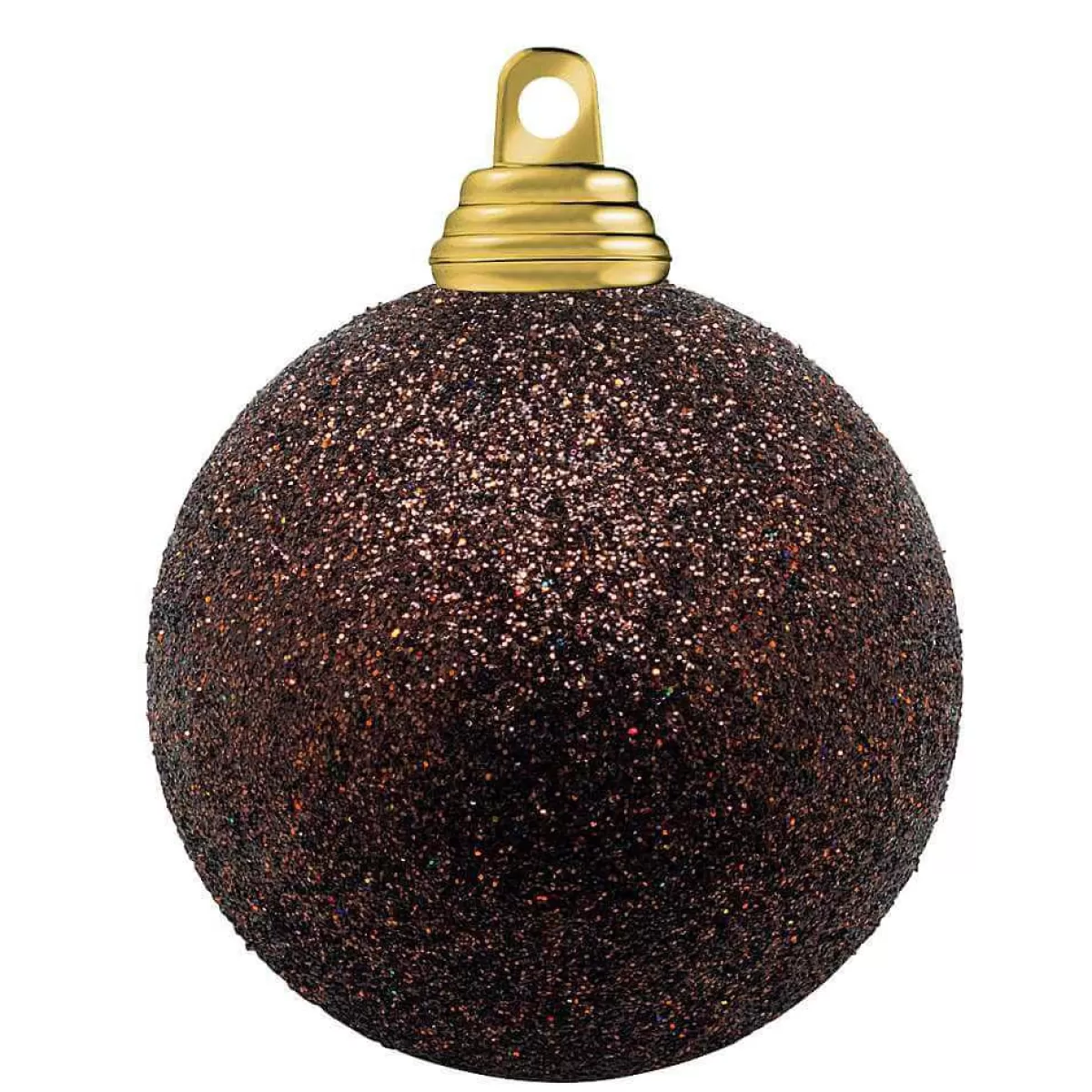 DecoWoerner Glitter Christmas Baubles In Chocolate Plastic, 6 Cm Ø - 6 Pieces