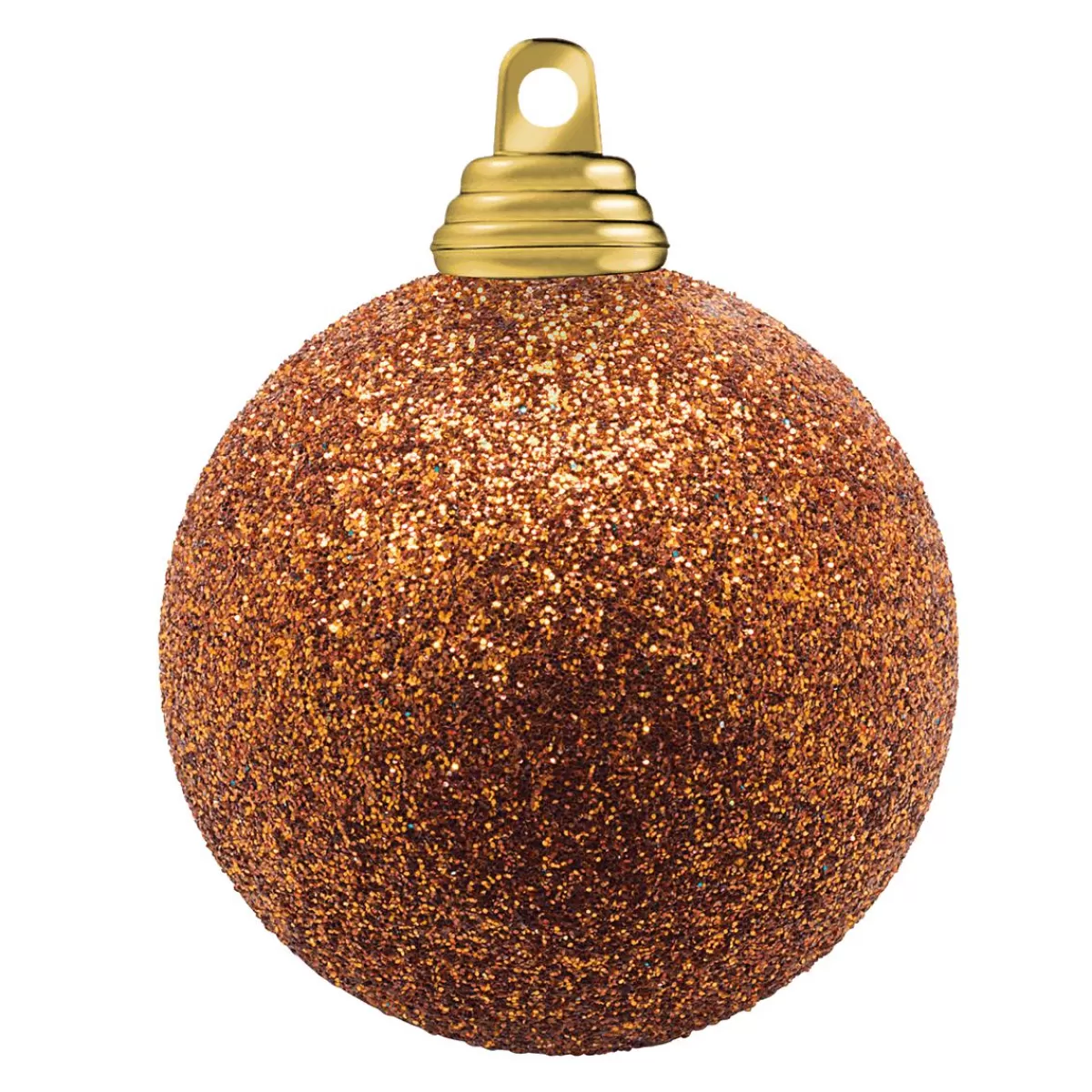 DecoWoerner Glitter Christmas Baubles In Copper Made Of Plastic, 6 Cm Ø - 6 Pieces