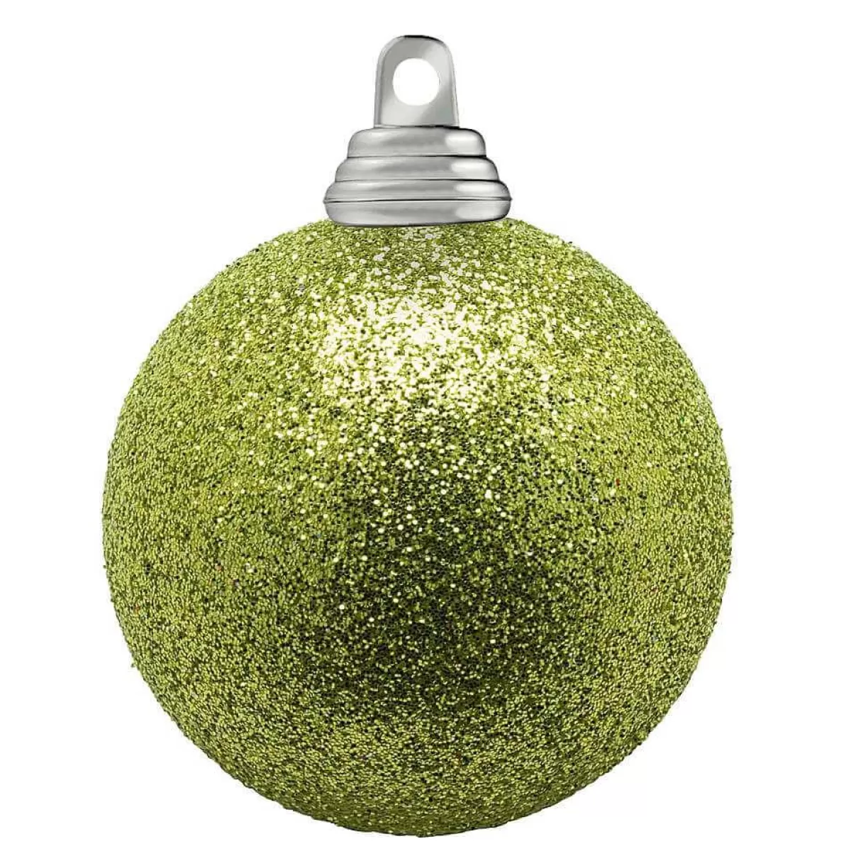 DecoWoerner Glitter Christmas Baubles In Lime , 6 Cm Ø - 6 Pieces