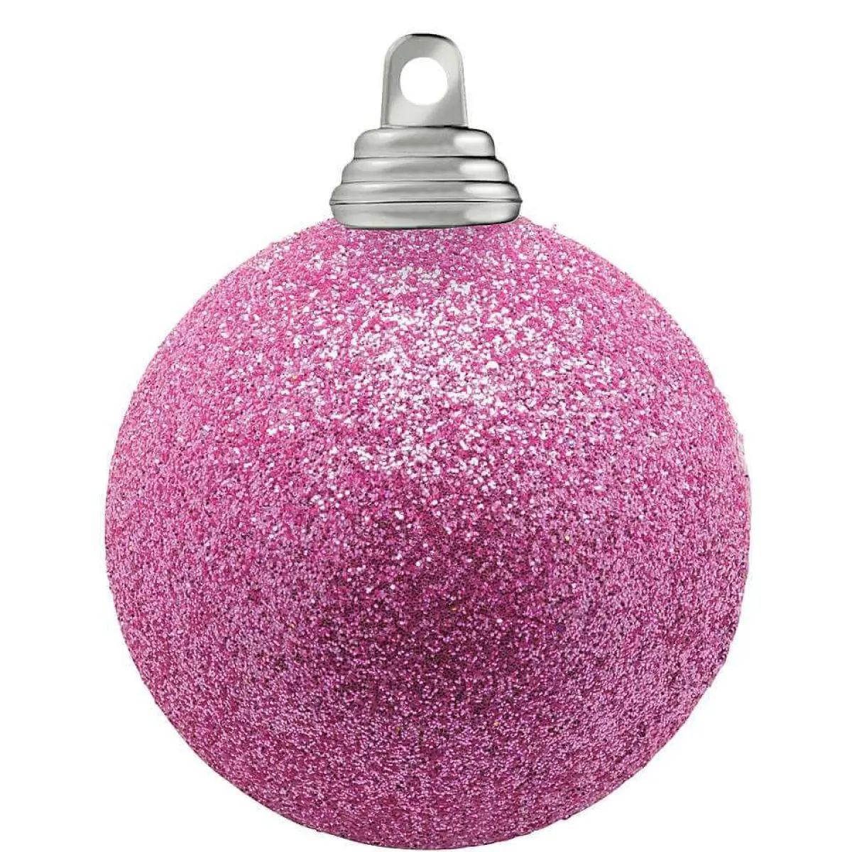 DecoWoerner Glitter Christmas Baubles In Orchid Plastic, 6 Cm Ø - 6 Pieces