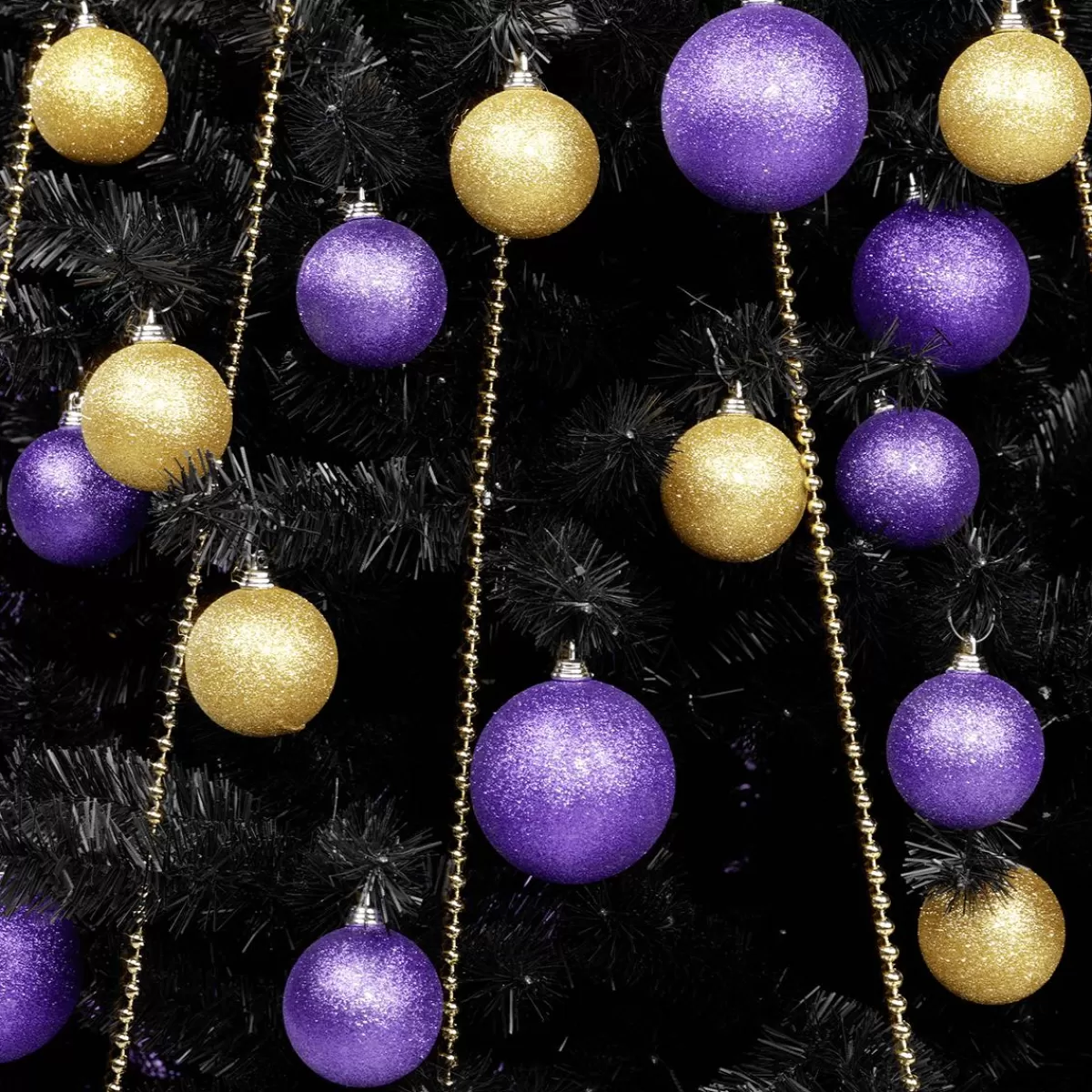 DecoWoerner Glitter Christmas Baubles In Purple Plastic, 6 Cm Ø - 6 Pieces