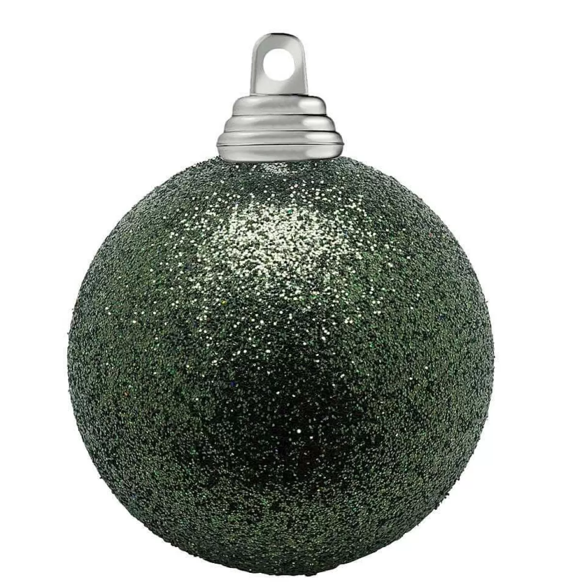 DecoWoerner Glitter Christmas Baubles In Sage Plastic, 6 Cm Ø - 6 Pieces