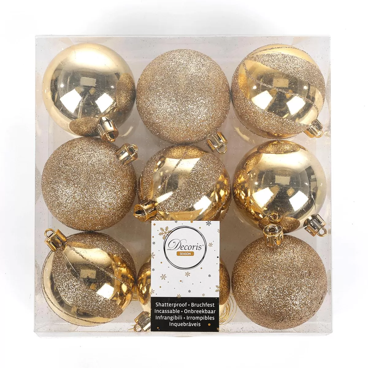 DecoWoerner en Shatterproof Christmas Baubles Plastic, 6 Cm Ø - 9 Pieces