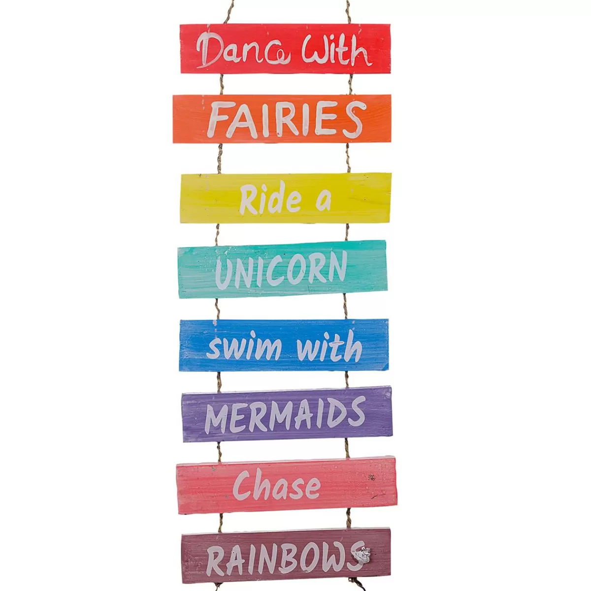 DecoWoerner Good Vibes Wooden Sign Hanger In Rainbow Colours 2 X 20 X 60 Cm